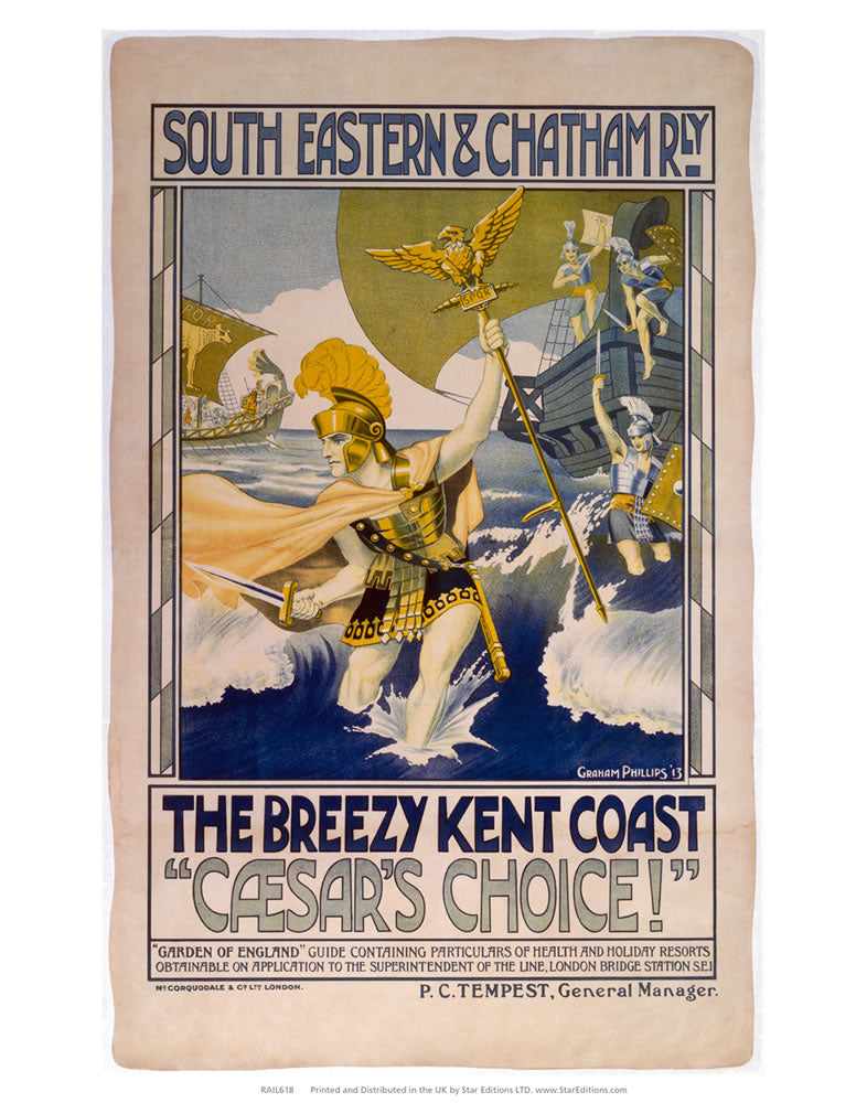 Breezy Kent Coast - Ceasers choice South Eastern and Chatham Railway 24" x 32" Matte Mounted Print