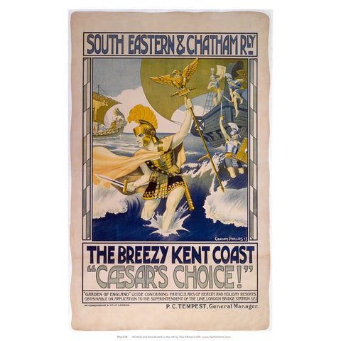 Breezy Kent Coast - Ceasers choice South Eastern and Chatham Railway 24" x 32" Matte Mounted Print