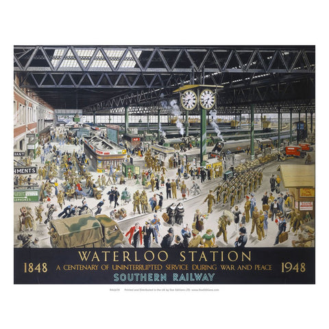 1848 to 1948 waterloo station - Centenary of uninterrupted service 24" x 32" Matte Mounted Print