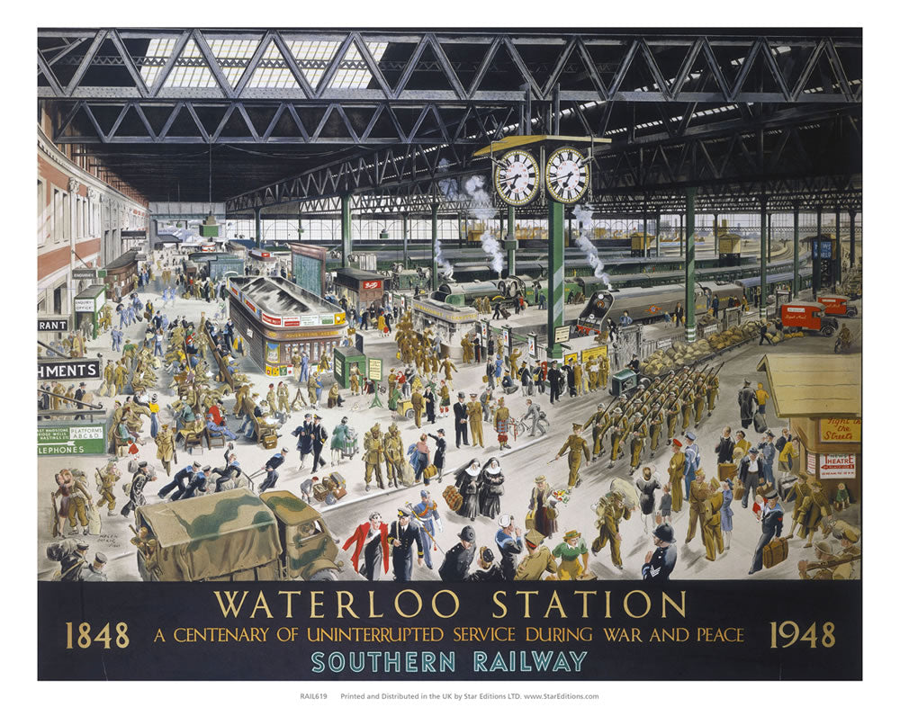 1848 to 1948 waterloo station - Centenary of uninterrupted service 24" x 32" Matte Mounted Print