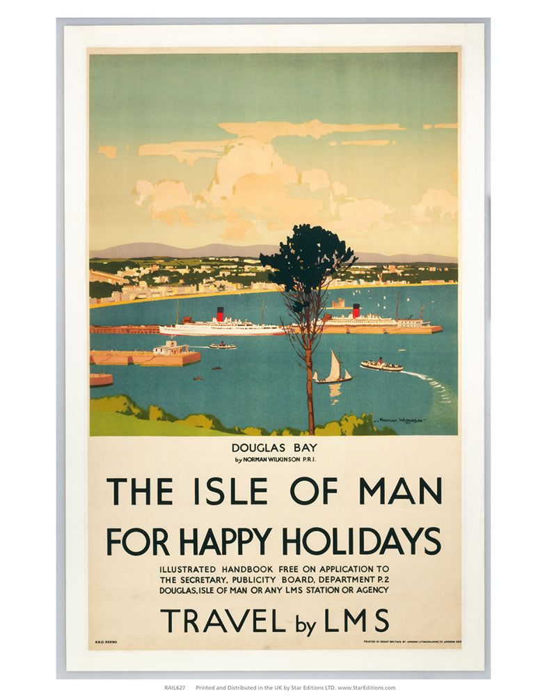 Happy Holidays - The Isle of Man By LMS 24" x 32" Matte Mounted Print
