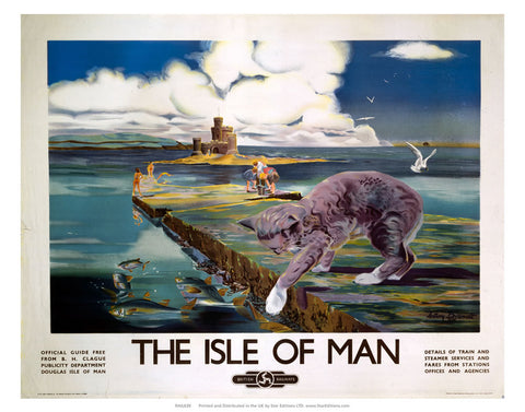 Cat Fishing - The Isle Of Man by British Rail 24" x 32" Matte Mounted Print