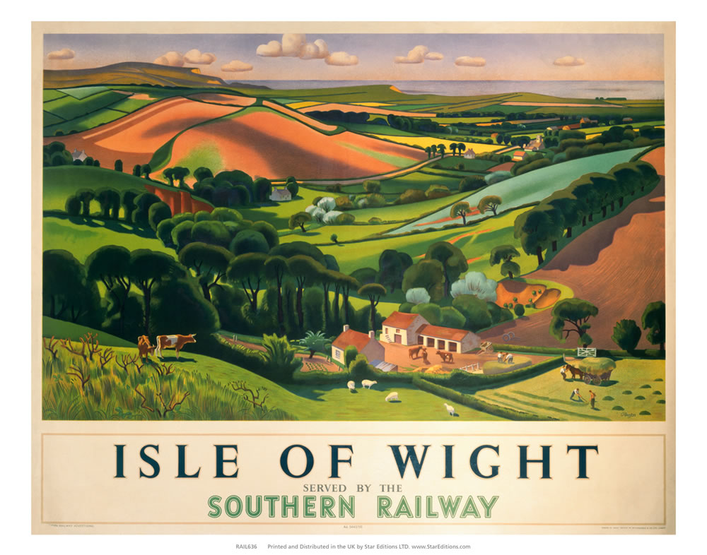 Isle of wight - Southern Rail Rolling hills 24" x 32" Matte Mounted Print