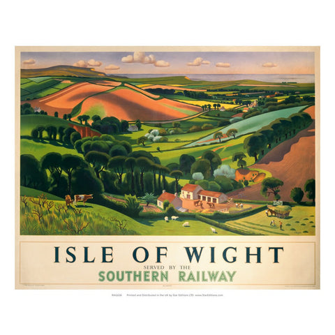 Isle of wight - Southern Rail Rolling hills 24" x 32" Matte Mounted Print