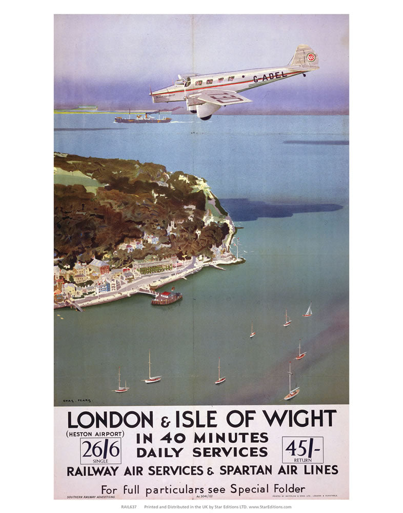 Railway Air Services and Spartan air lines - London and the Isle of Wight 24" x 32" Matte Mounted Print