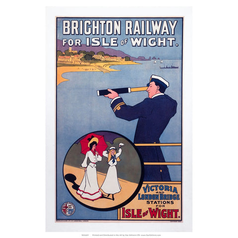 Off the coast of the Isle of Wight - Brighton Railway 24" x 32" Matte Mounted Print