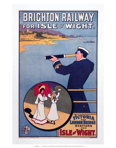 Off the coast of the Isle of Wight - Brighton Railway 24" x 32" Matte Mounted Print