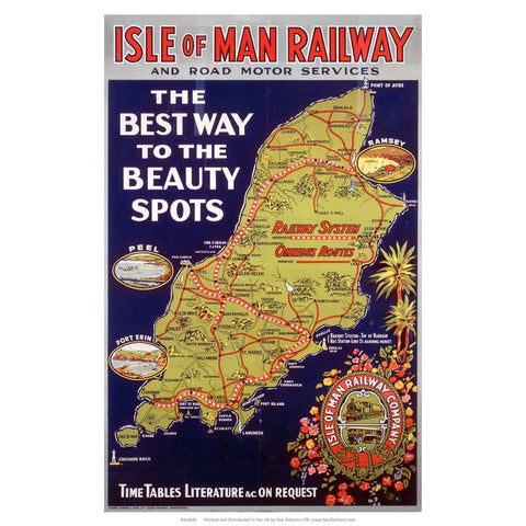 The Best way to the beauty spots - Isle of Man Railway 24" x 32" Matte Mounted Print