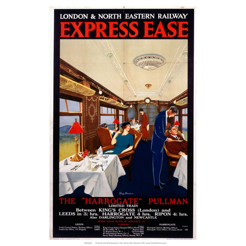 The Harrogate Pullman - Express Ease by London and North Eastern Railway 24" x 32" Matte Mounted Print