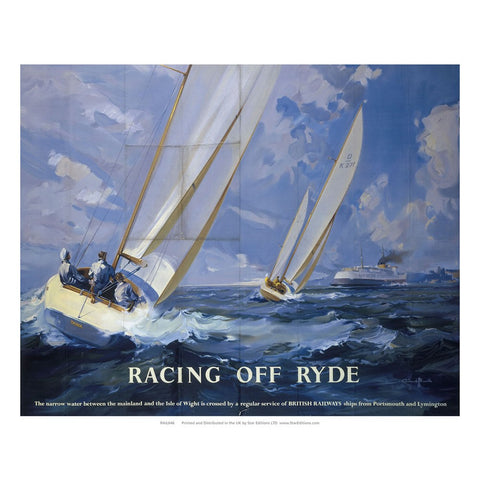 Racing off Ryde - Racing Yachts by British Railways 24" x 32" Matte Mounted Print