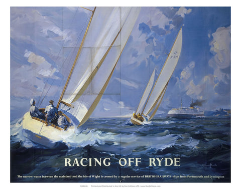 Racing off Ryde - Racing Yachts by British Railways 24" x 32" Matte Mounted Print