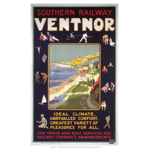 Ventnor - Southern Railway Train and boat services 24" x 32" Matte Mounted Print