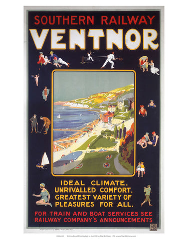 Ventnor - Southern Railway Train and boat services 24" x 32" Matte Mounted Print