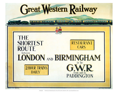 The Shortest Route - Longon to birmingham great western railway 24" x 32" Matte Mounted Print