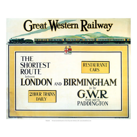 The Shortest Route - Longon to birmingham great western railway 24" x 32" Matte Mounted Print