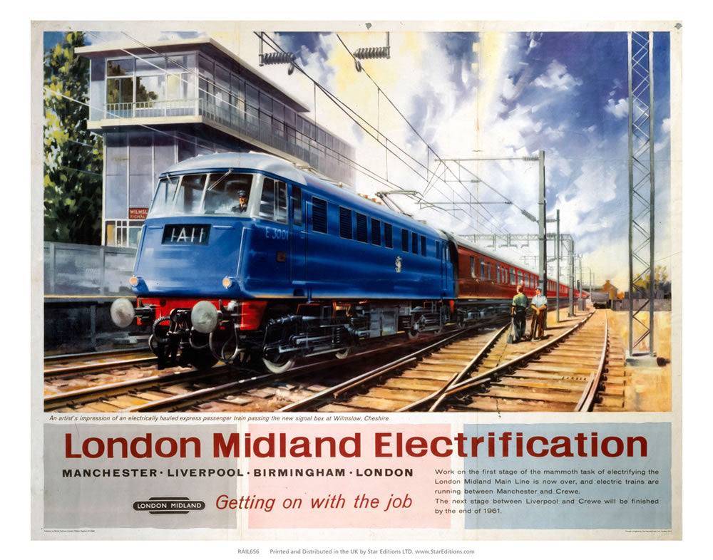 London Midland Electrification - Getting on with the job 24" x 32" Matte Mounted Print