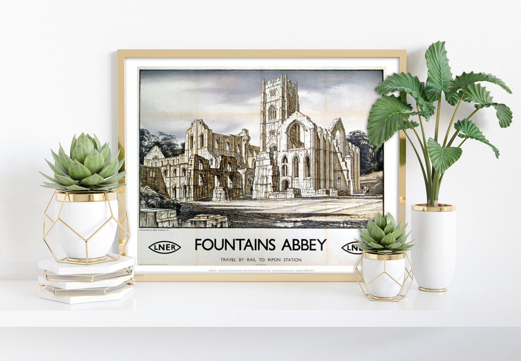 Fountains Abbey - Travel By Rail - 11X14inch Premium Art Print