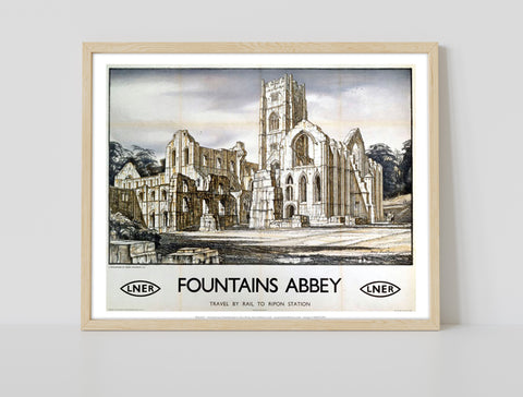 Fountains Abbey - Travel By Rail - 11X14inch Premium Art Print