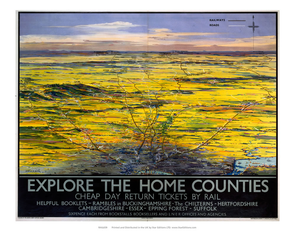 Explore the home Counties - Ramble guides from LNER 24" x 32" Matte Mounted Print