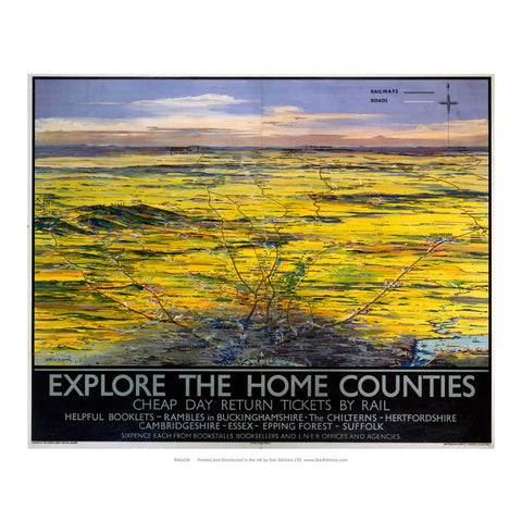 Explore the home Counties - Ramble guides from LNER 24" x 32" Matte Mounted Print