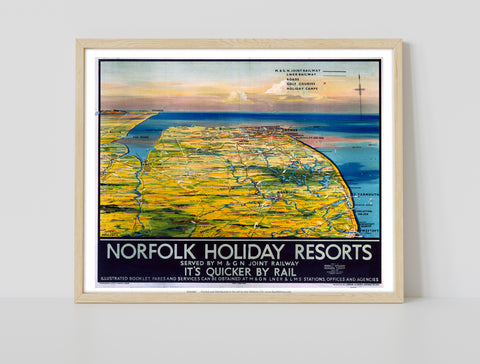 Norfolk Holiday Resorts Map - 11X14inch Premium Art Print
