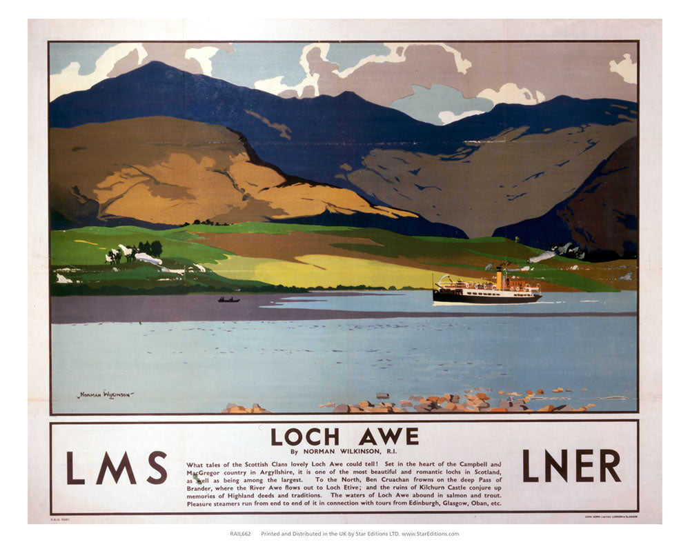 Loch Awe - Norman Wilkinson LNER 24" x 32" Matte Mounted Print