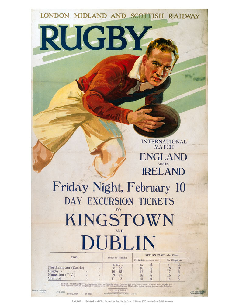 Rugby England Vs Ireland - Tickets to Kinstown and Dublin 24" x 32" Matte Mounted Print