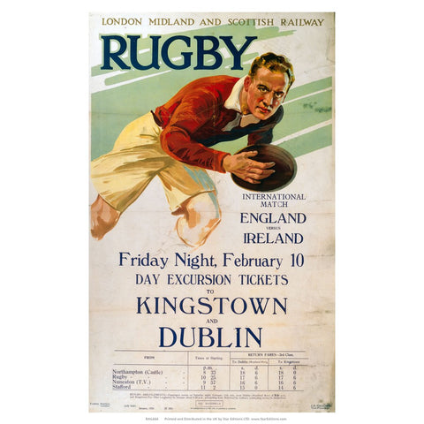 Rugby England Vs Ireland - Tickets to Kinstown and Dublin 24" x 32" Matte Mounted Print