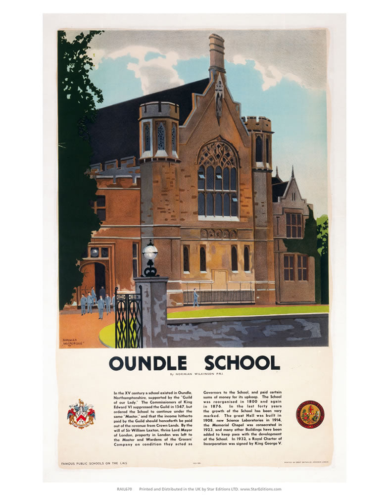 Oundle School painting 24" x 32" Matte Mounted Print