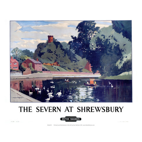 Severn at Shrewsbury - British Railways 24" x 32" Matte Mounted Print