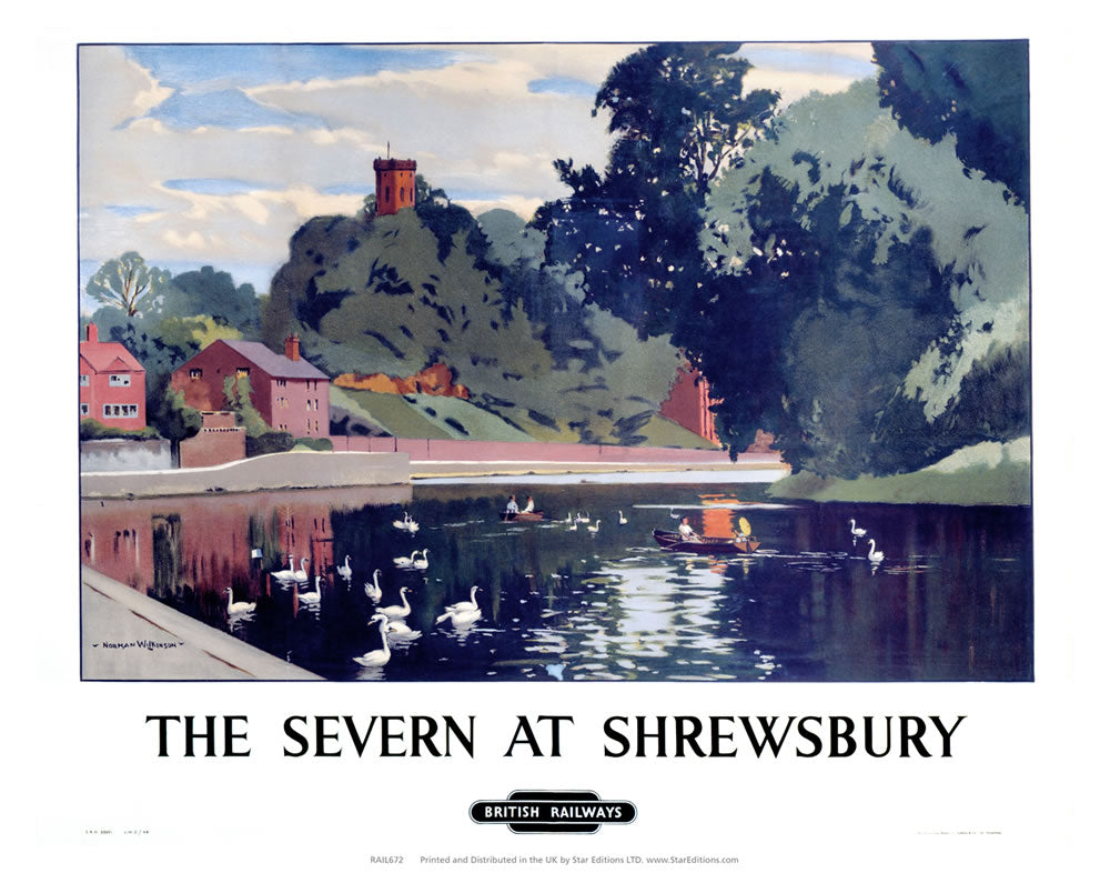 Severn at Shrewsbury - British Railways 24" x 32" Matte Mounted Print