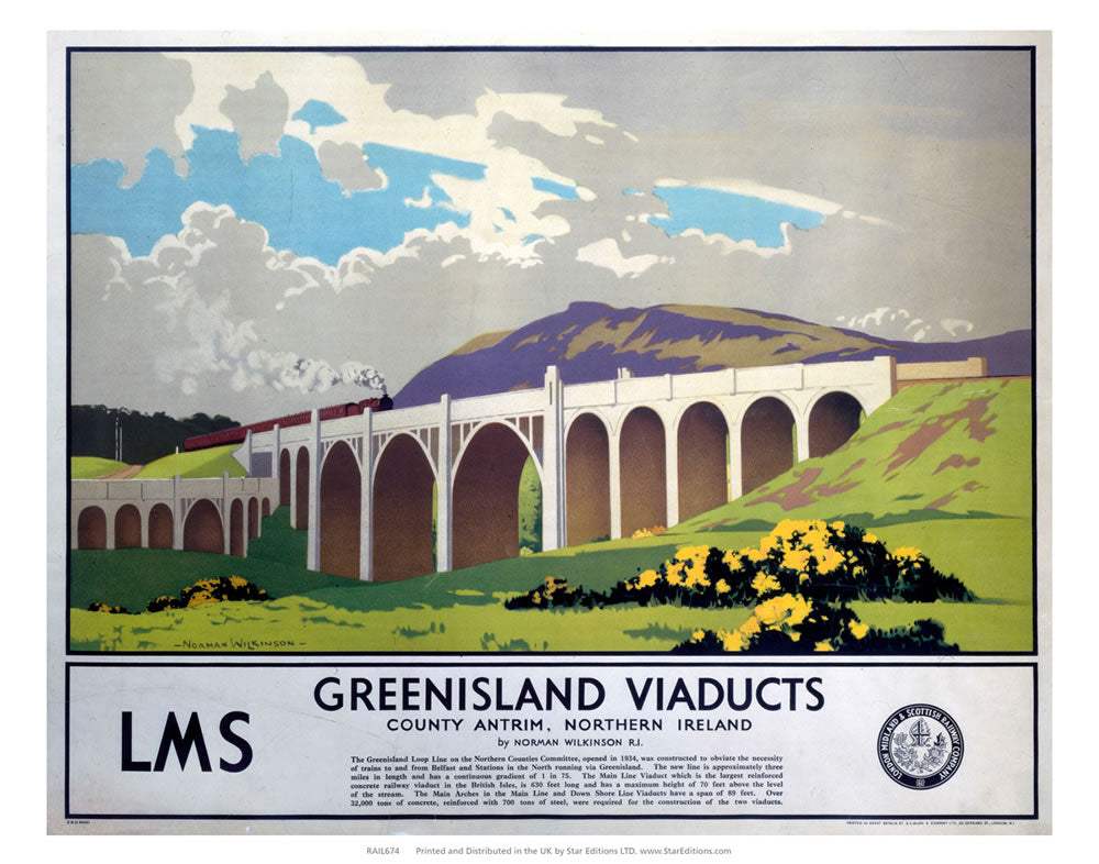 Greenisland Viaducts - Northern Island county Antrim LMS 24" x 32" Matte Mounted Print