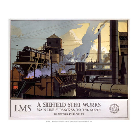 Sheffield Steel Works - Main line St Pancras to the north 24" x 32" Matte Mounted Print