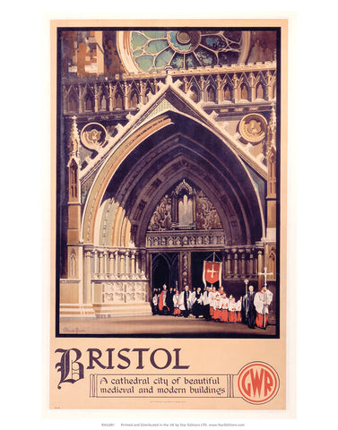 Bristol - A Cathedral city of beautiful medieval and modern buildings 24" x 32" Matte Mounted Print