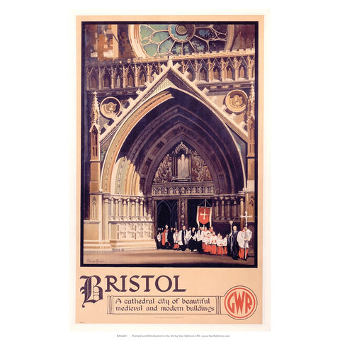 Bristol - A Cathedral city of beautiful medieval and modern buildings 24" x 32" Matte Mounted Print