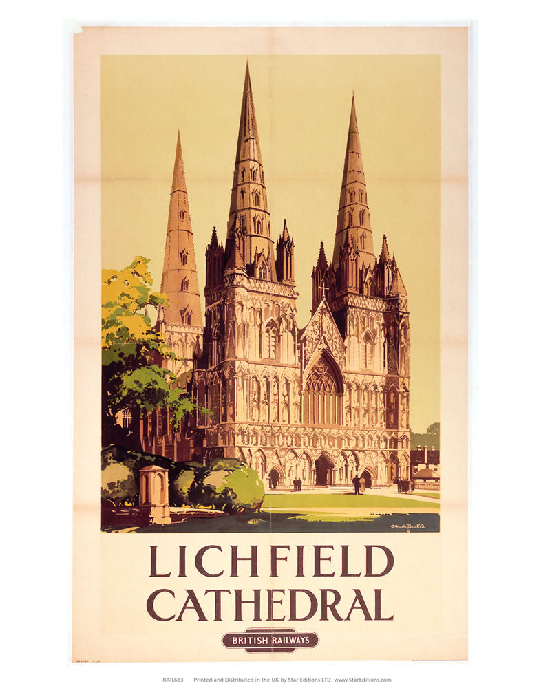 Lichfield Cathedral by British Railways 24" x 32" Matte Mounted Print