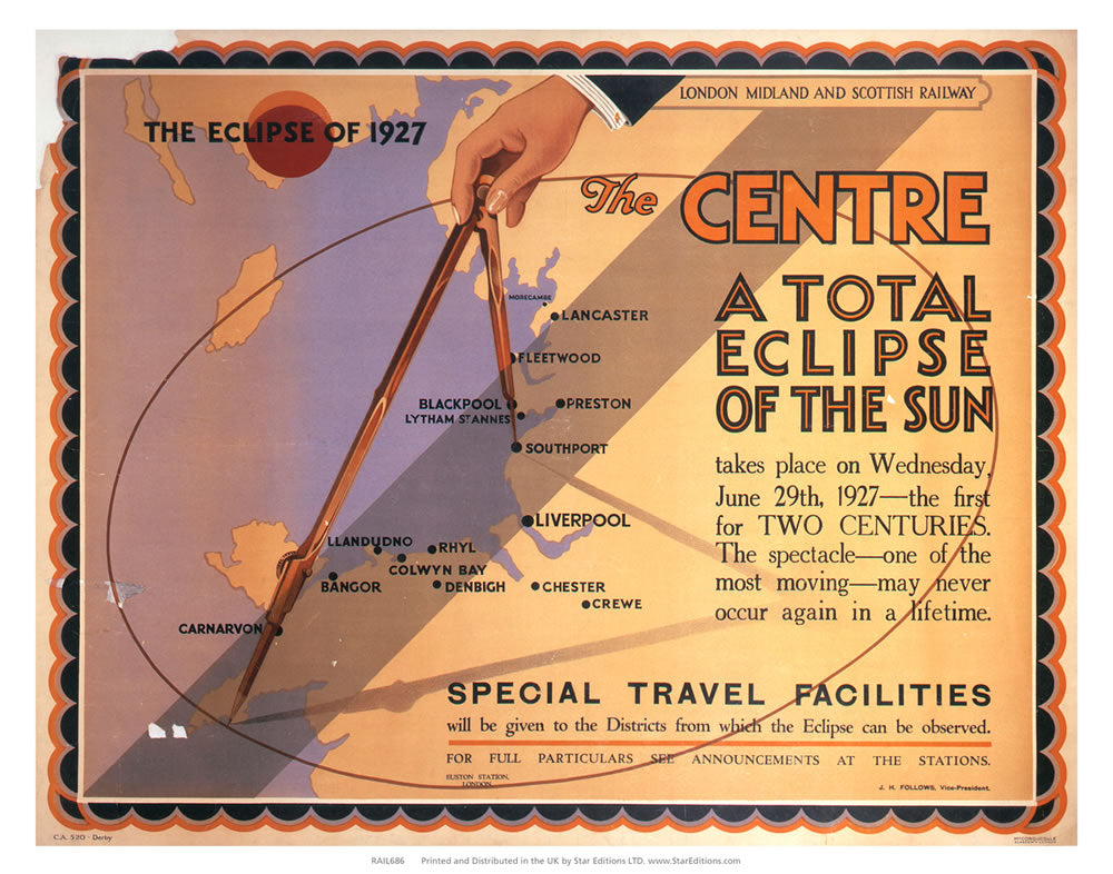 The Eclipse of 1927 - The Center. A total Eclipse of the sun 24" x 32" Matte Mounted Print