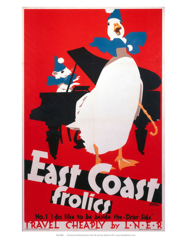 East Coast Frolics - Duck and Mouse act 24" x 32" Matte Mounted Print