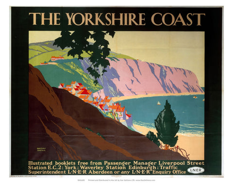 Yorkshire Coast - Hillside town on the coast 24" x 32" Matte Mounted Print