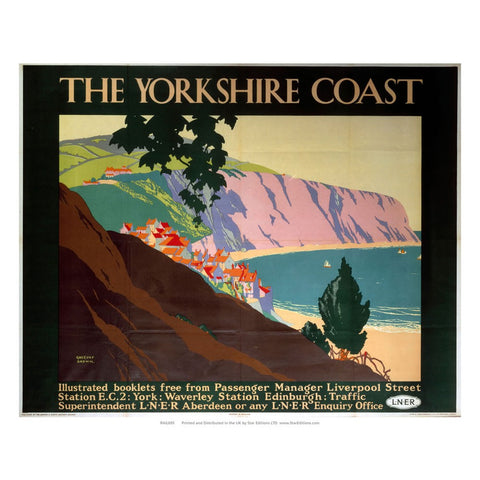 Yorkshire Coast - Hillside town on the coast 24" x 32" Matte Mounted Print