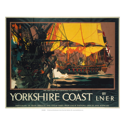 Yorkshire Coast - Paul jones fights off scarbough 23rd sept 1779 24" x 32" Matte Mounted Print