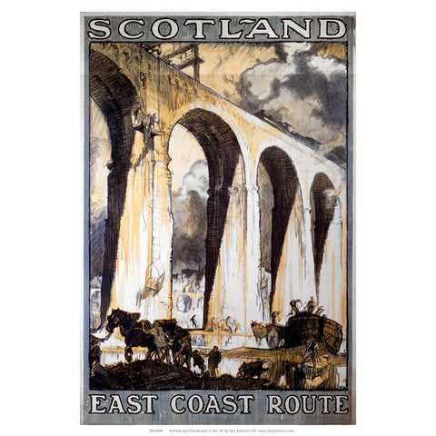 Scotland - East Coast Route Viaduct drawing 24" x 32" Matte Mounted Print