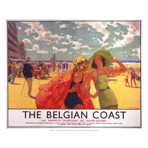 The Belgian Coast via Harwich - Beach Scene 24" x 32" Matte Mounted Print
