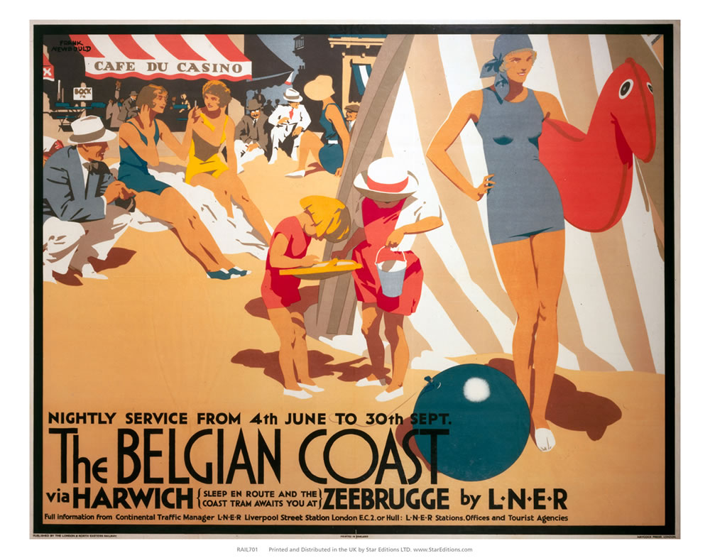 The Belgian Coast via Harwich - Two kids playing in the sand 24" x 32" Matte Mounted Print