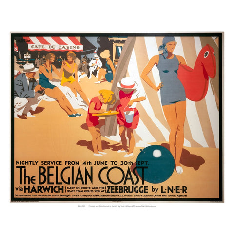 The Belgian Coast via Harwich - Two kids playing in the sand 24" x 32" Matte Mounted Print