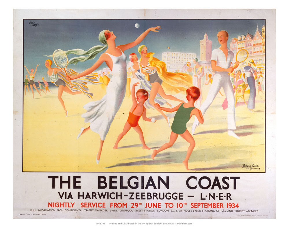 Belgian coast via harwich - Beach tennis 24" x 32" Matte Mounted Print
