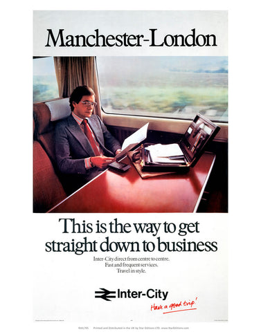 Manchester to london - Straight down to business 24" x 32" Matte Mounted Print