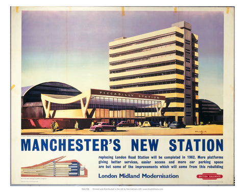 London midland modernisation - Manchesters new station 24" x 32" Matte Mounted Print