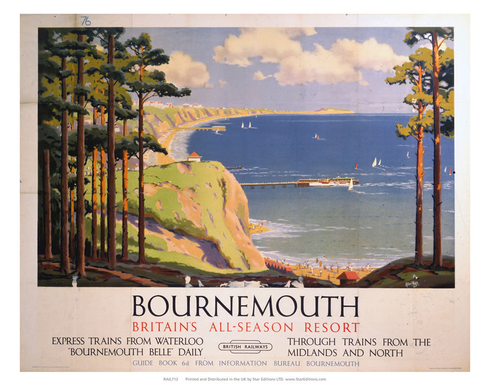 Bournemouth - Britains all season resort by British railway 24" x 32" Matte Mounted Print