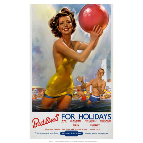 Butlins for Holidays - Ayr Clacton Pwllheli Skegness Filey Mosney 24" x 32" Matte Mounted Print